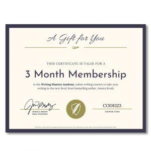 Writing Mastery Academy 3 Month Gift Certificate